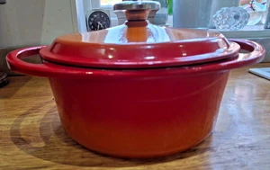 Berndes Cast Iron Round Casserole Dish Orange  4.0L  Double Handled Lid - Picture 1 of 6