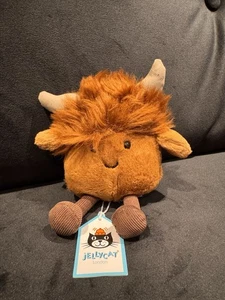 RETIRED Jellycat Amuseabean Highland Cow - Picture 1 of 3