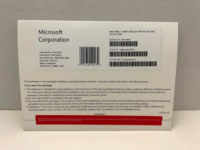 -Nuevo- Windows Home 11 64Bit Inglés DVD Versión 24H2 + Clave de Licencia Original Foto 1 de 3