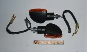 Mini Spear Indicators Short Black and Amber SEMI FLEX STEM MOTORCYCLE QUAD - Picture 1 of 2