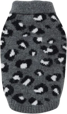 Suéter de cuello alto de leopardo de las nieves gris carbón negro otoño invierno borroso XL Foto 1 de 4