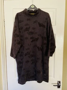 BNWOTs White Stuff Charcoal Grey Thick Jersey Velvet Flock Leaf BREE Dress Sz 10 - Picture 1 of 4
