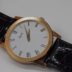 Piaget Midsize 31 mm 18K Yellow Gold White Roman Quartz Leather Watch 5894 - Picture 1 of 8