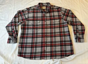 Mens 2XL RED HEAD Plaid FLANNEL SHIRT Red Black Grey LONG SLEEVE Button Down - Picture 1 of 6