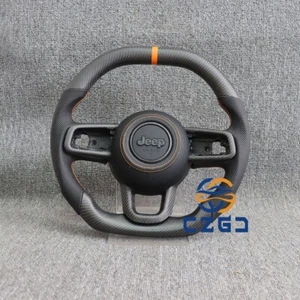 Carbon Fiber Steering Wheel Orange stripe For Jeep JL Wrangler w/Heated 18-24 - Picture 1 of 4