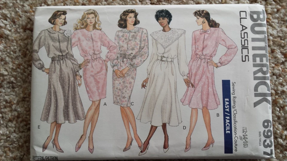 BUTTERICK MISSES PETITE DRESS SEWING PATTERN 6937 Size 12-14-16 From 1988 - Image 1 of 1
