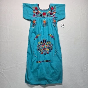 Homemade Blue Floral Flower Dress Embordered Youth Girls (4-5) XS Extra Small - Picture 1 of 8