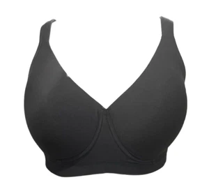 Jockey~Cooling Cotton Wirefree Bra~40DDD~Black~A631878~4494~Foam Cups  8212 - Picture 1 of 2