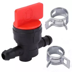 Universal Benzinhahn +2 Klemmen Öl Benzin Diesel für 6mm Ø Schlauch Gartengeräte - Bild 1 von 6