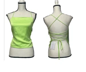 WAYF Just Friends Lace Back Camisole, Citron, Sz. M - Picture 1 of 8