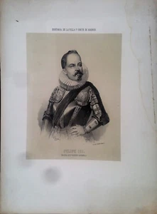 FELIPE III, galería de D. Valentín Carderera,  lit., de Donon,  ca. 1862 - Picture 1 of 1