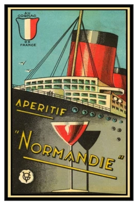 Póster Ocean Liners 2108 Normandie Apertif 11 x 17 Foto 1 de 4