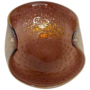 Vintage Murano Glas Schale Schale Vienetian Italy Speckle braun mauvy mit Goldflecken - Bild 1 von 20
