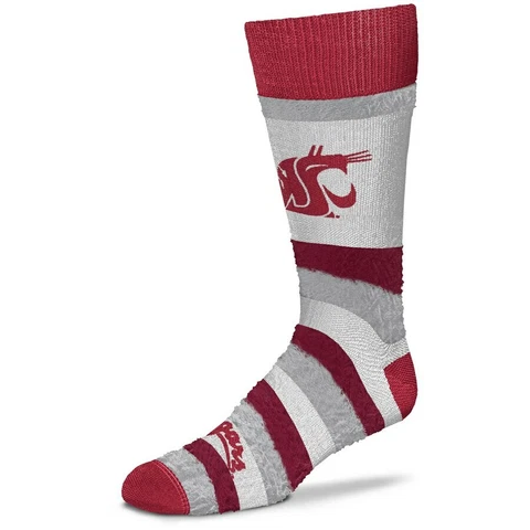Washington State Cougars Ladies Pro Stripe Soft Fuzzy Crew Socks Cover