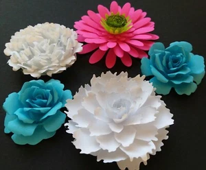 Paper Flowers Handcrafted (5 pcs) DIY Wedding Party Decor Craft Small Backdrops - Picture 1 of 7