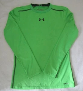 UNDER ARMOUR UA Lime Green HeatGear Athletic Sports LS TShirt Tee Boys Size YXL - Picture 1 of 8