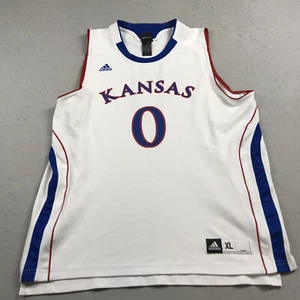 Kansas Jayhawks Jersey Mens XL White Blue Adidas Basketball Logo NCAA - Picture 1 of 8