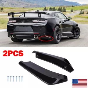 Divisor difusor de parachoques trasero negro brillante Canards para Chevy Camaro SS RS LT - Imagen 1 de 8
