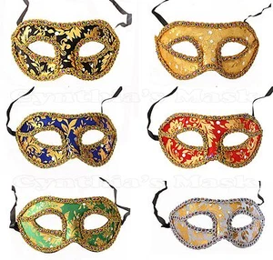 Venetian Masquerade Mask w/Rainbow Trim for Party Prom Mardi Gras Costume  - Picture 1 of 1