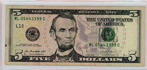 $5 FRN Series 2013 San Francisco Fancy ML 05443399 C THREE PAIRS TOGETHER RARE - Picture 1 of 2