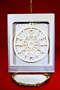 Porcelain Diecut Snowflake Holiday Ornament from Sears 4.37 in Enchanted Eve NIB - Picture 1 of 5