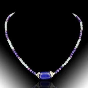 Operhaus edle Aquamairn & Saphir Kette Halskette Collier Geschenk Damen RS0087 - Bild 1 von 3