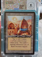 Mrm English city of brass grade 6 ex + signed mtg magic arabian nights