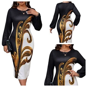 Black Mix Dress Size 20 (2XL) Bodycon Stretchy Curve Plus Ladies Smart NEW NWOT - Picture 1 of 24