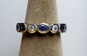 Size 6, 1.61 tcw Tanzanite & Zircon Bezel Set "Eternity Band" Ring in... - Picture 1 of 3