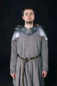 Pair of Warrior Pauldron & Gorget Steel Medieval Shoulder Armor LARP Fantasy Arm - Picture 1 of 4