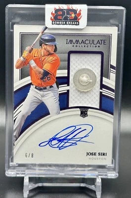 Jose Siri RPA 2022 Panini Immaculate Collection Rookie Button Patch Auto SSP /8 - Image 1 of 4