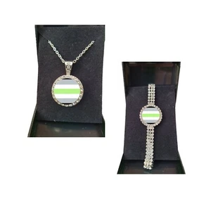 Juego de 2 brazaletes y collar y cajas de regalo Agender Pride LGBTQ color plata - Imagen 1 de 6