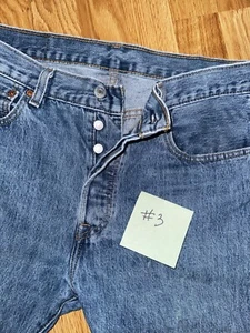 Levis 501 Jeans 34x34 Mens Blue Denim Button Fly Relaxed Fit Straight Leg #3 - Picture 1 of 6