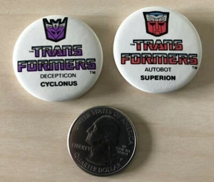 Menge 2 Transformers Decepticon Cyclonus Autobot Superion Pinbacks Buttons - Bild 1 von 2