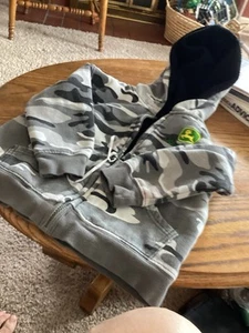 john deere camo hoodie kids sz 4 zipper gray - Picture 1 of 3