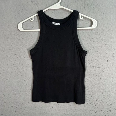 Camiseta sin mangas Reformation para mujer talla pequeña negra acanalada mezcla de algodón orgánico Foto 1 de 4