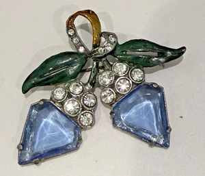 ART DECO BROSCHE SIGNIERT EMAILLE & BLAUER GLASSTEIN - Bild 1 von 6