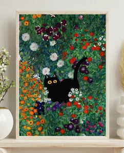 Funny Black Cat Poster, Classic Art Print, Cat Lover Wall Art & Home Decor - Picture 1 of 5