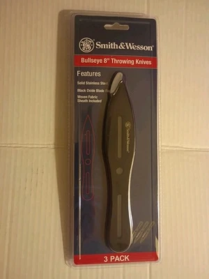 Cuchillos Smith and Wesson Bullseye negros de doble filo, paquete de 3 Foto 1 de 4