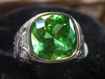 Granada grossular masculina nova de aço inoxidável, gravuras laterais tamanho 10, Reino Unido EUA, 15,2 gr - Imagem 1 de 4