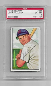 1952 BOWMAN BASEBALL CARD #247 JOHN PRAMESA GRADED PSA 6 NQ MLB CHICAGO CUBS - Picture 1 of 5