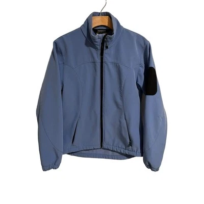 Chaqueta negra diamante caparazón suave para mujer talla S azul claro cremallera completa manga larga Foto 1 de 4