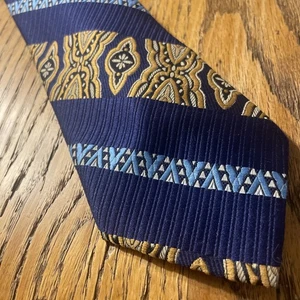 Vintage 60s 70s Como Italy For Haband Geometric Woven Polyester Tie Mod - Picture 1 of 8