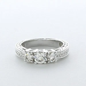 1.12ct I-VS2 Round Natural Certified Diamonds 18k  Vintage Style Engagement Ring - Picture 1 of 17
