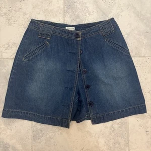 St John's Bay Women's Blue Cotton Denim Button Front Jeans Skort Size 12 - Picture 1 of 9