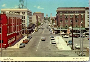 Vintage Postcard Street View Bird's Eye Cheyenne Wyoming WY Cars Stores  - Picture 1 of 3