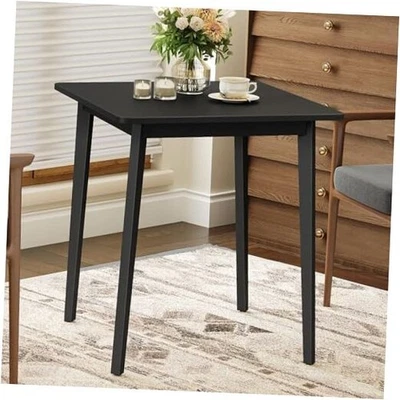  Bamboo Dining Table, Square Dining Table for 2, 27.6"L x 27.6"W x 29.5"H Black - Image 1 of 4