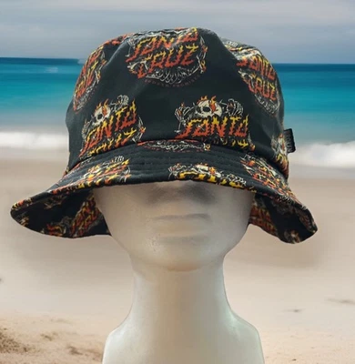 Santa Cruz Skateboards X Broken Promises Bucket Hat Flaming Skeleton Black - Image 1 of 4