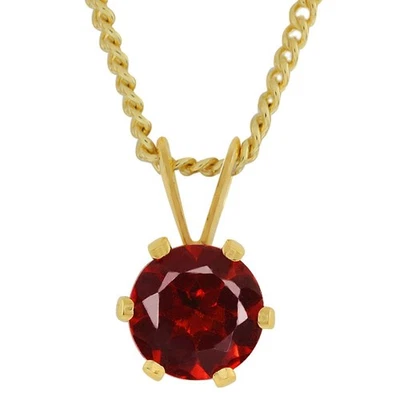 Colgante chapado en oro granate rojo redondo de 1,00 quilates 6 mm 18" Foto 1 de 2