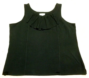 Ärmelloses schwarzes Damen-Tanktop von Kathleen Kirkwood 2X abnehmbare Rüschen vorne - Bild 1 von 8